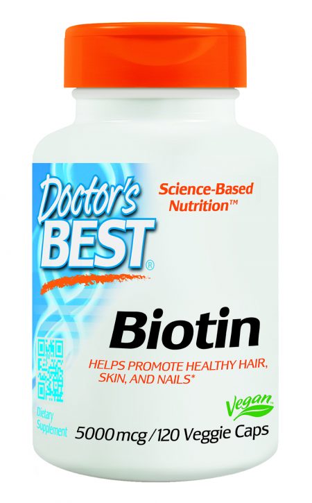 Doctor's Best Biotin 5000mcg Veggie Caps for Healthy Hair, Skin & Nails - 120 Capsules Biotin 5000mcg,Healthy Hair Supplements,optimized,Skin and Nails Vitamins,Vegan Biotin Capsules