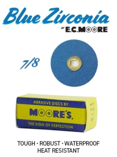MOORES BLUE ZIRCONIA SANDING DISCS - ALTERNATIVE TO PLASTIC DISCS