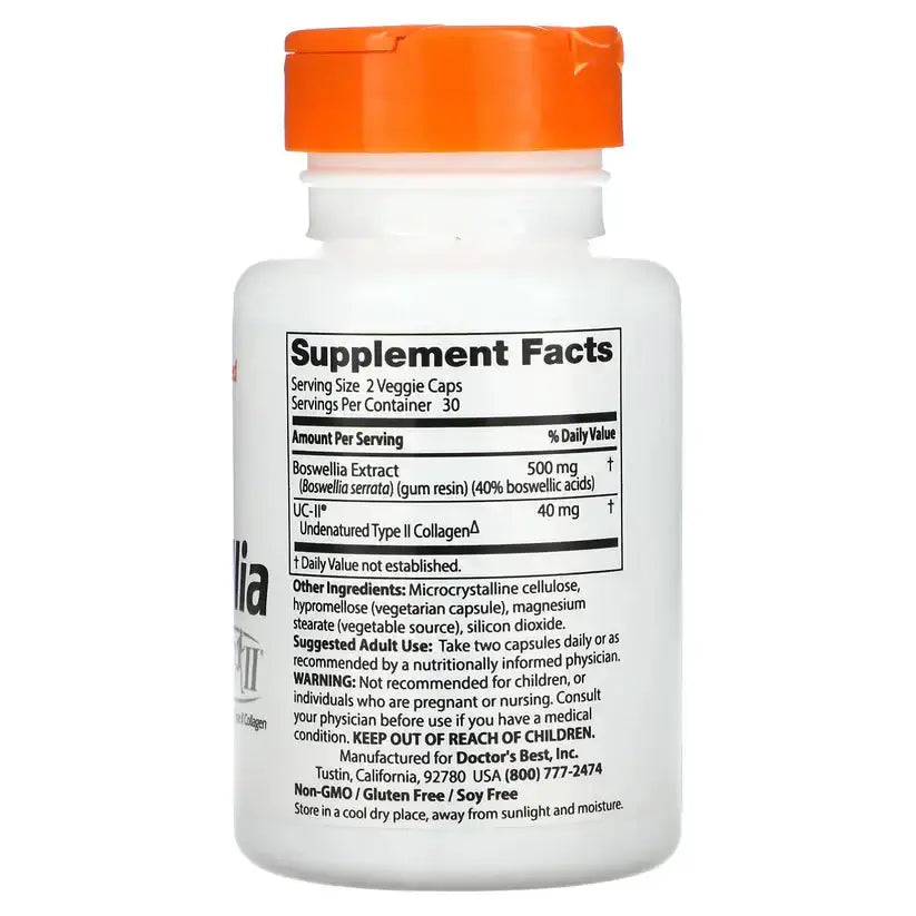 Doctor's Best Boswellia with UC II, 60 Veggie Caps collagen,Dietary Supplement,health of joint components,issues,nutrition,Supports Joint Health