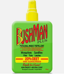 Bushman PLUS Spray Pump with sunscreen 100ml beach,bushman,bushman repellant,insect,insect bite,insect repellant,insect repellant with sunblock,issues,itchy,itchy bites,outdoor,park,summer