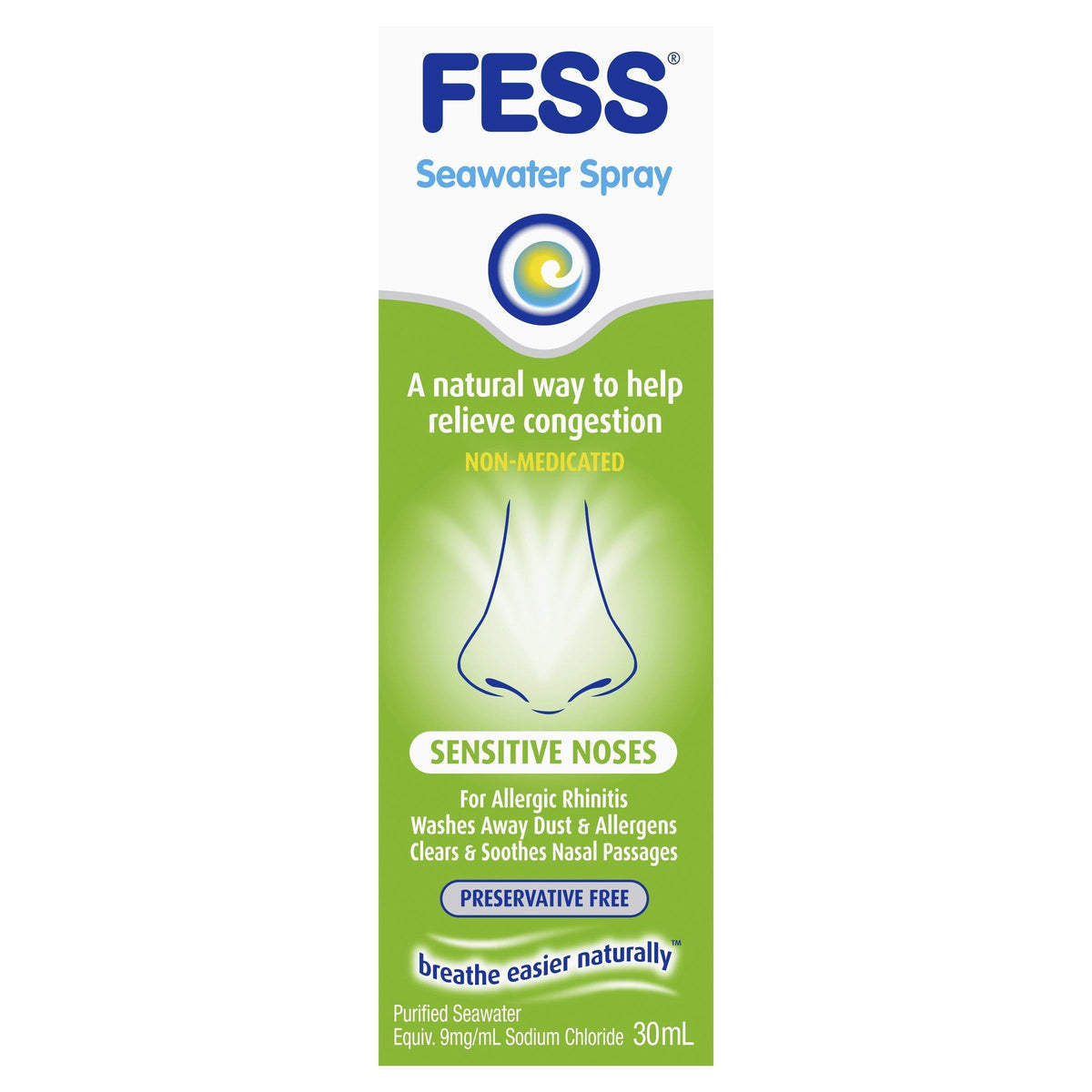 Fess Sensitive Noses Saline Nasal Spray 30ml blocked nose,congested nose,Fess Sensitive Noses Saline Nasal Spray,issues,sensitive nasal spray,sinus spray,stuffy nose