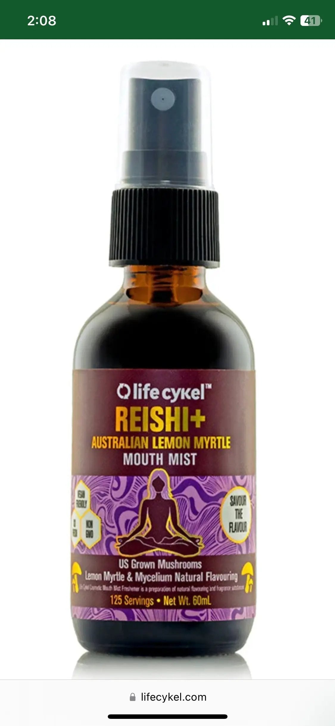 life cyKel Reishi and Lemon Myrtle Mouth Mist 60ml issues,Lemon Myrtle Flavour (Backhousia citriodora) Leaf,life cyKel Reishi and Lemon Myrtle Mouth Mist 60ml,Mushroom Flavour: Reishi (Ganoderma lucidum) Mycelia & Fruiting Body