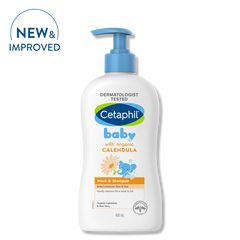 Cetaphil Baby Gentle Wash With Organic Calendula Baby Gentle Wash,Baby Gentle Wash And Shampoo,baby lotion,baby's sensitive skin,issues,Organic Calendula,rich lathering