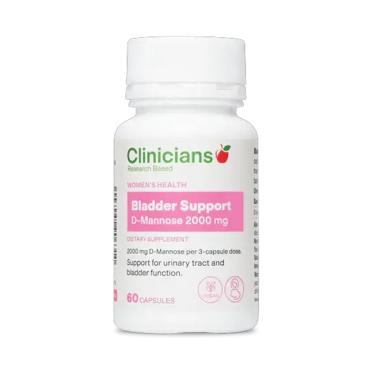 Clinicians Bladder Support D-Mannose 2000 mg Capsules for Urinary Tract Health and Bladder Comfort