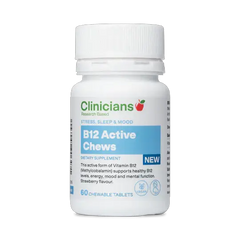 Clinicians B12 Active Chews Energy and Mood Support Dietary Supplement 60 Chewable Tablets