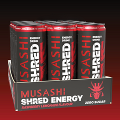 Musashi Shred Energy Drink Raspberry Lemonade 12 x 355ml – Shred Energy Drink Can