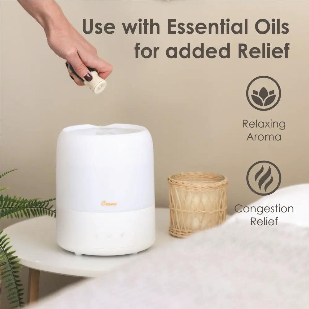 Crane 3-in-1 Cool Mist Humidifier with Aroma Diffuser & Sleep Support Light 1.9L