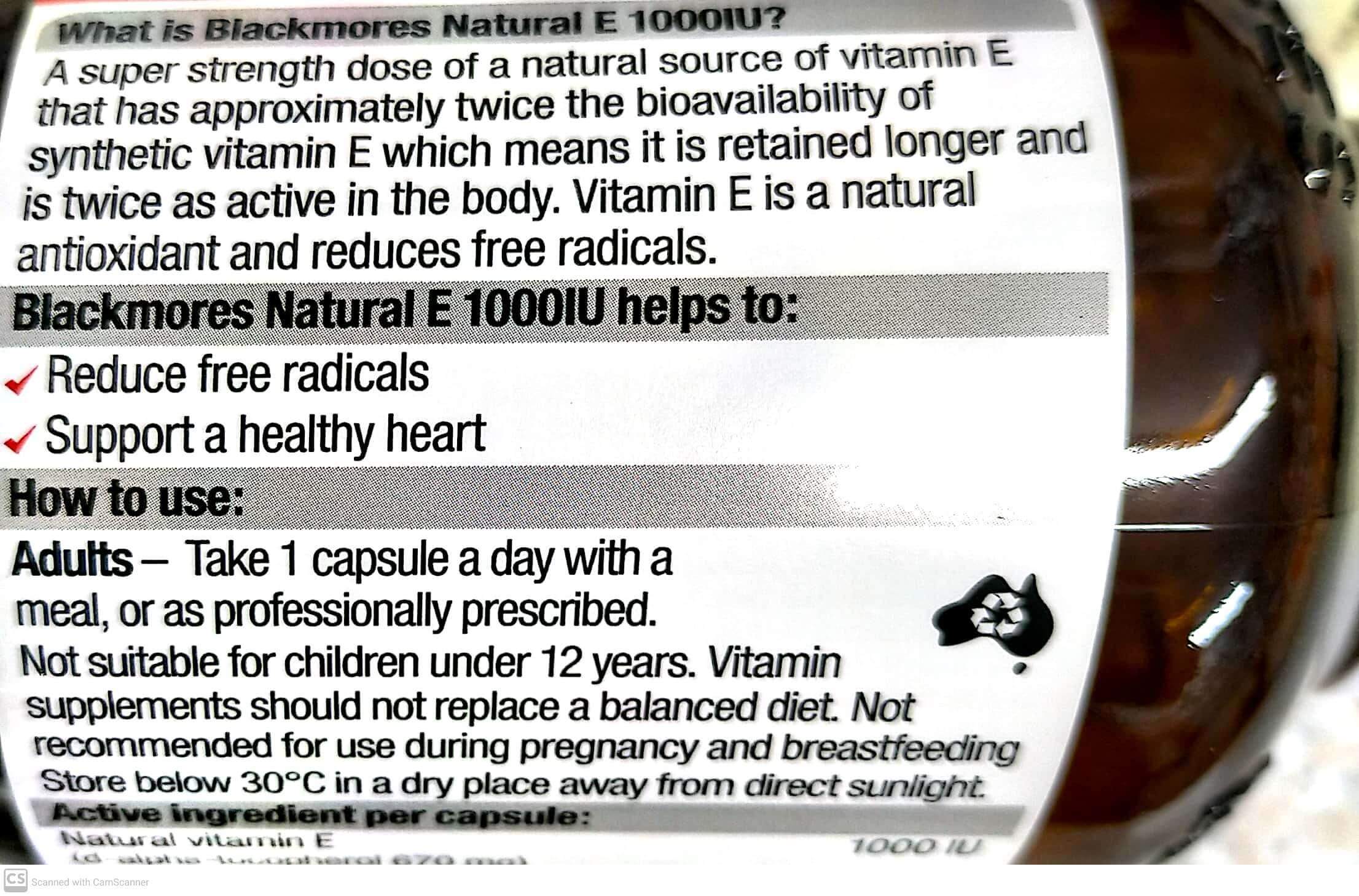Blackmores Natural Vitamin E 1000 IU 100 Caps Heart Health Blackmores,Blackmores Natural Vitamin E 1000 IU,heart,heart health,issues,vitamin e