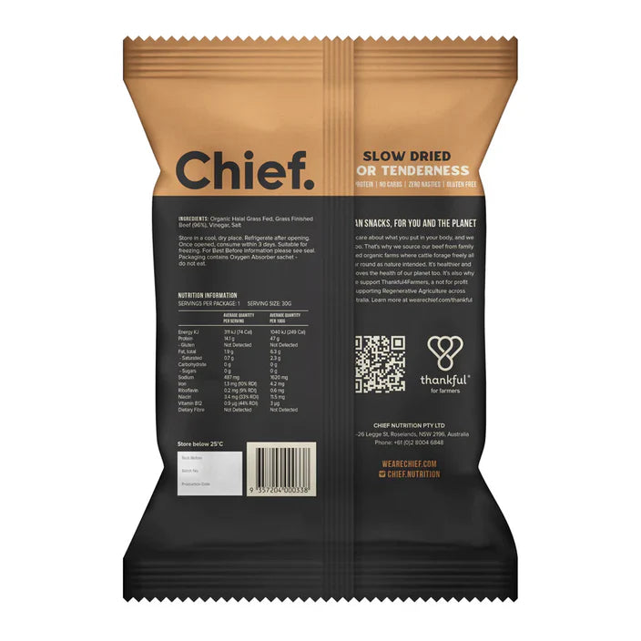 Chief Organic Grass-fed Biltong 90g (Min Order 6 Units)