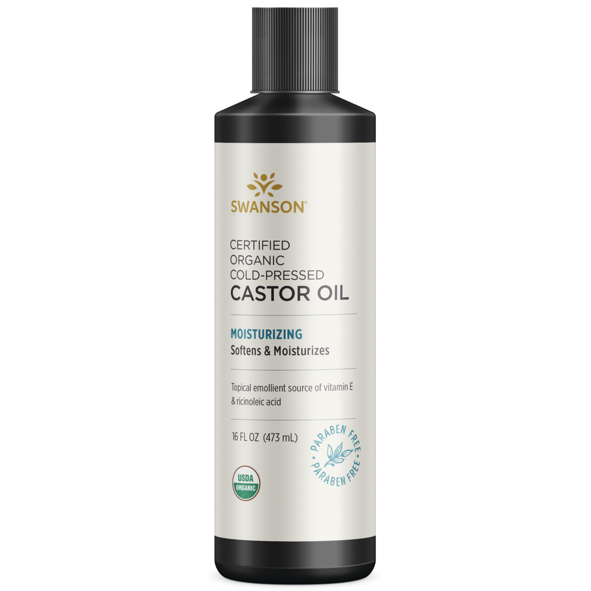 Swanson Certified Organic Cold-Pressed Castor Oil 473ml