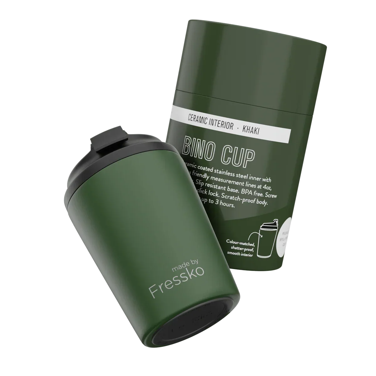 Fressko Bino Ceramic Reusable Cup Khaki 230ml