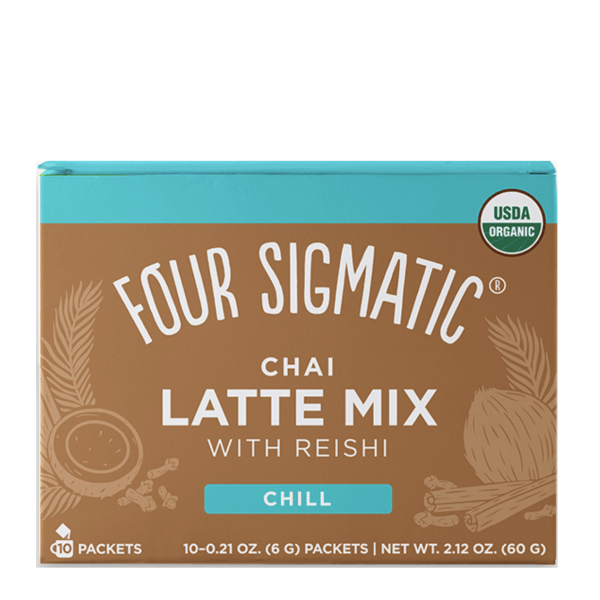 Four Sigmatic Calm Organic Chai Latte Mix 10 Sachets Calm Organic Chai Latte Mix,Chai Latte,good night’s sleep,Guard your gut,issues,Organic Caffeine-free Vegan,Queen of Mushrooms,Reishi and Turkey