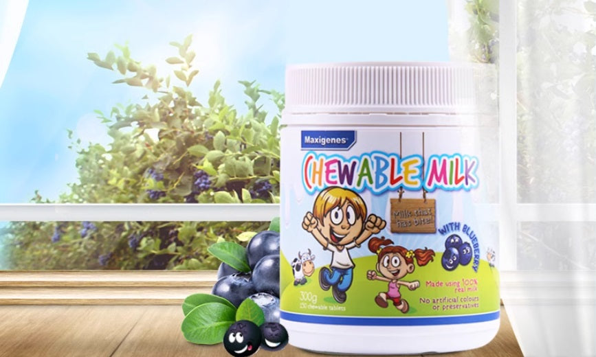 Maxigenes Chewable Milk With Blueberry 150 Chewable Tablets