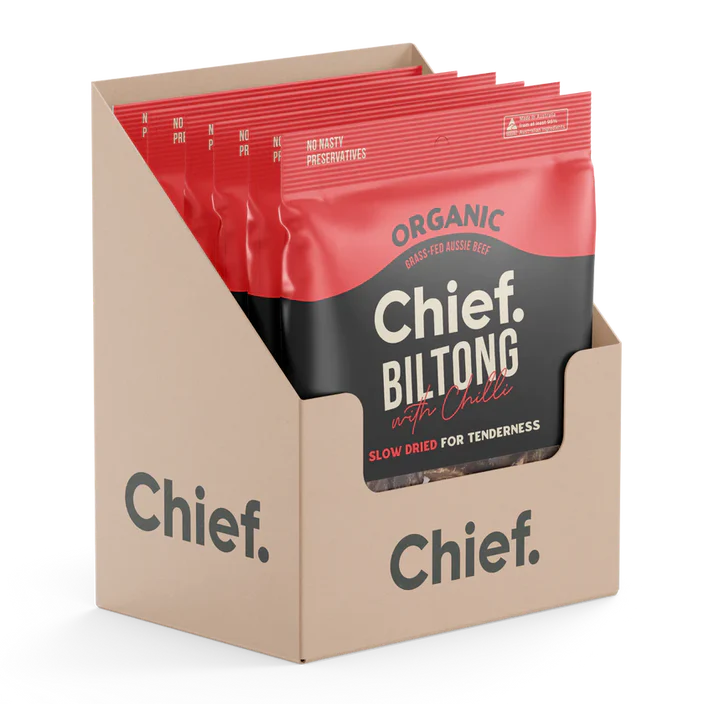 Chief Organic Grass-fed Biltong 30g (Min Order 12 Bars)