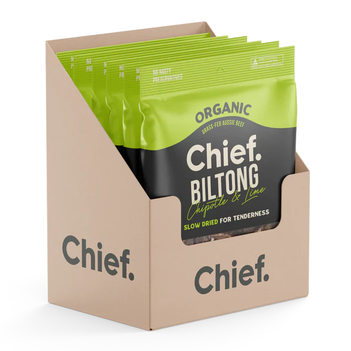 Chief Organic Grass-fed Biltong 30g (Min Order 12 Bars)