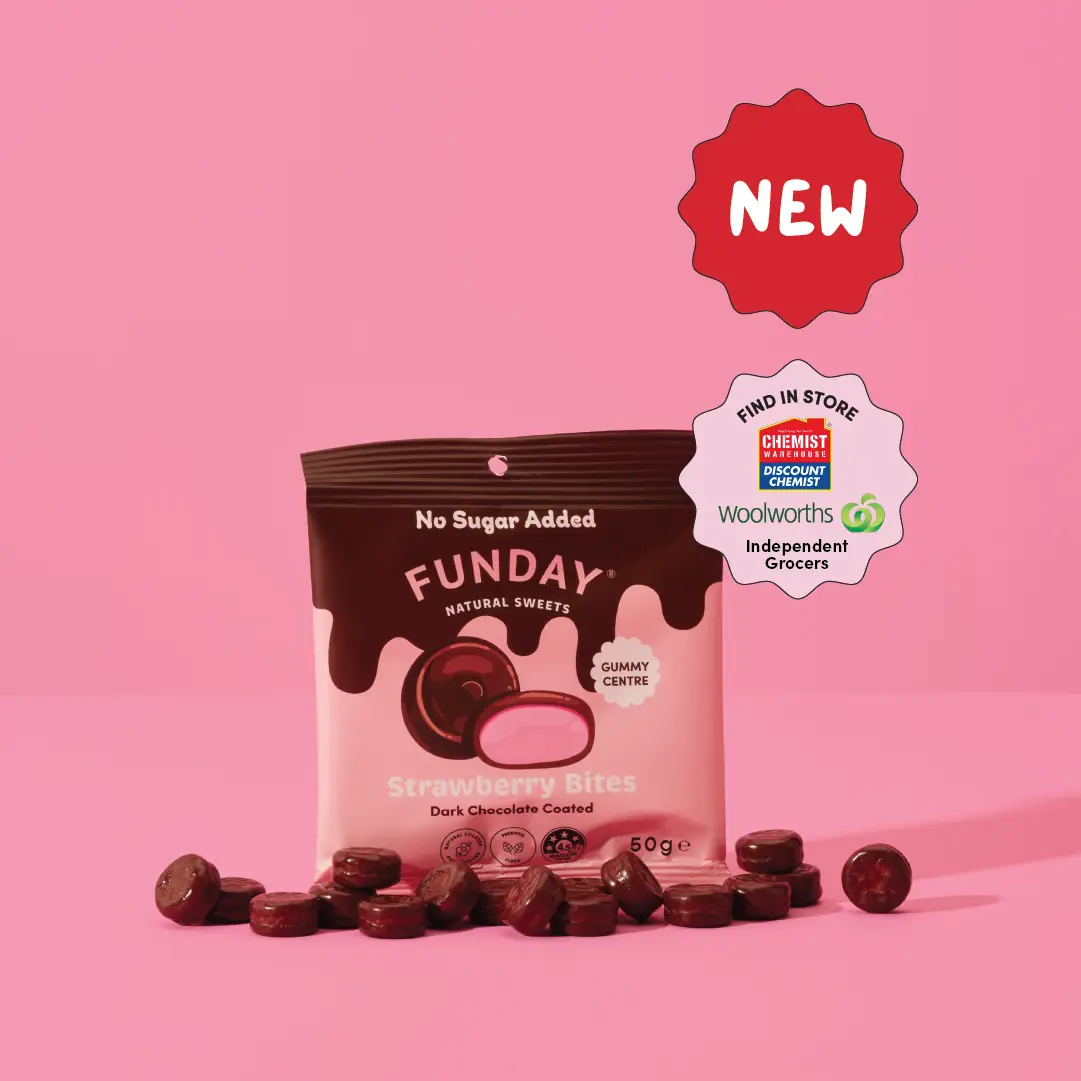 Funday Natural Sweets Milk Chocolate Raspberry Bullets 50g