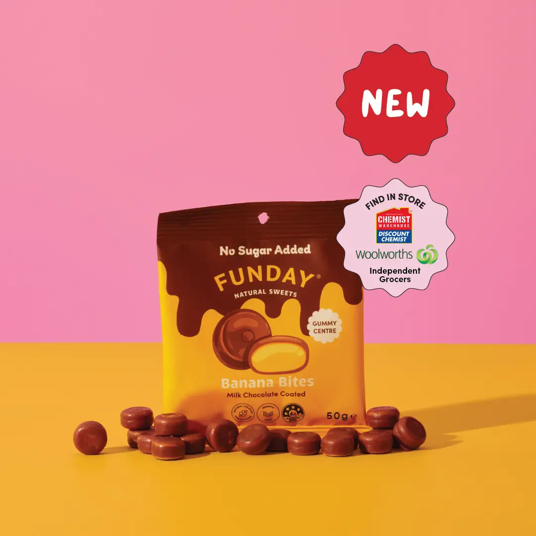 Funday Natural Sweets Milk Chocolate Banana Bites 50g