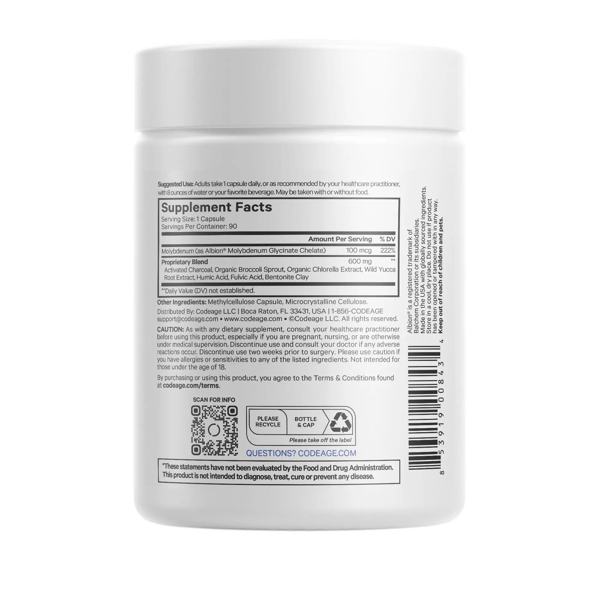 Codeage Full Spectrum Binder Toxin Binder Detox Support 90 Capsules