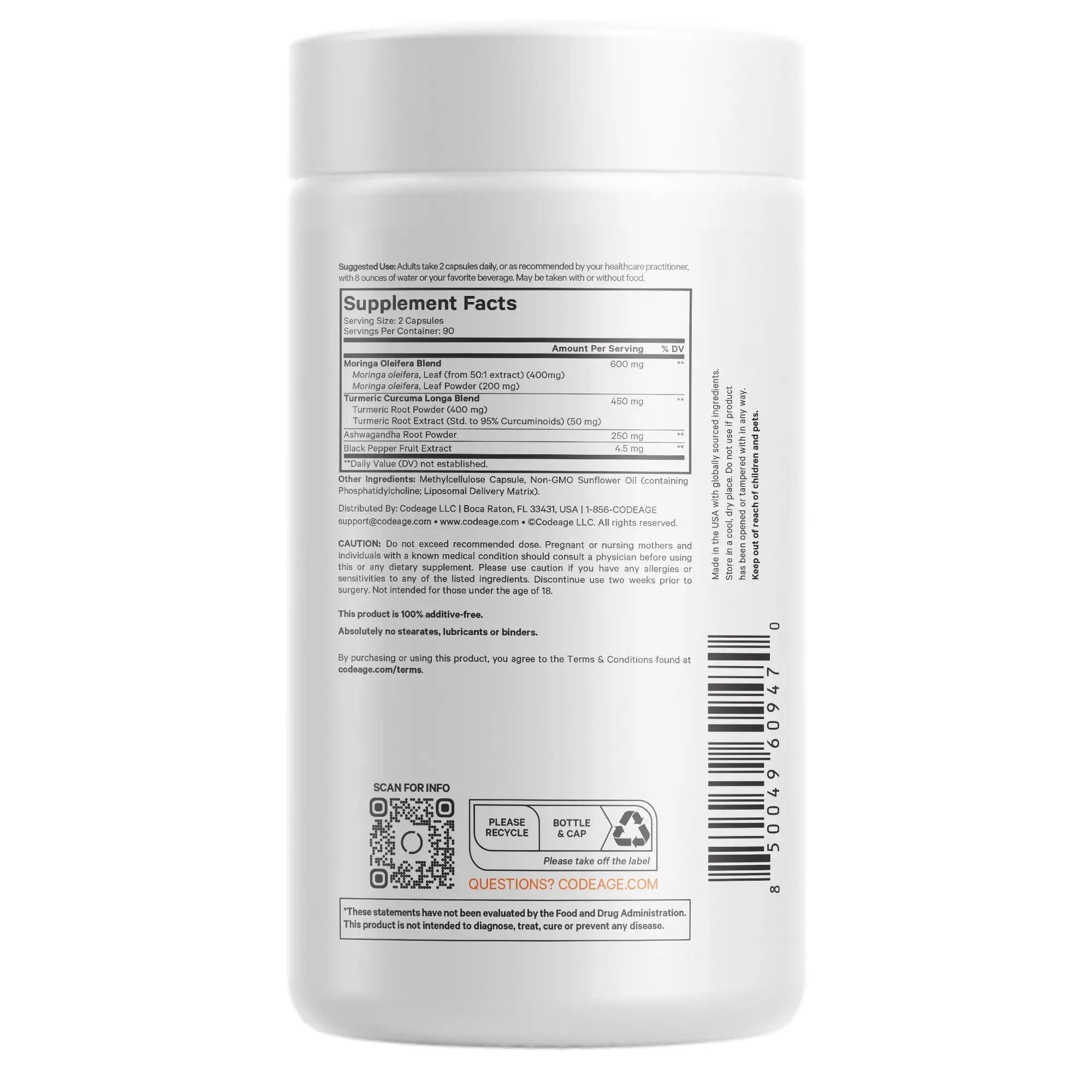 Codeage Liposomal Moringa Immune Support Dietary Supplement (180 Caps)