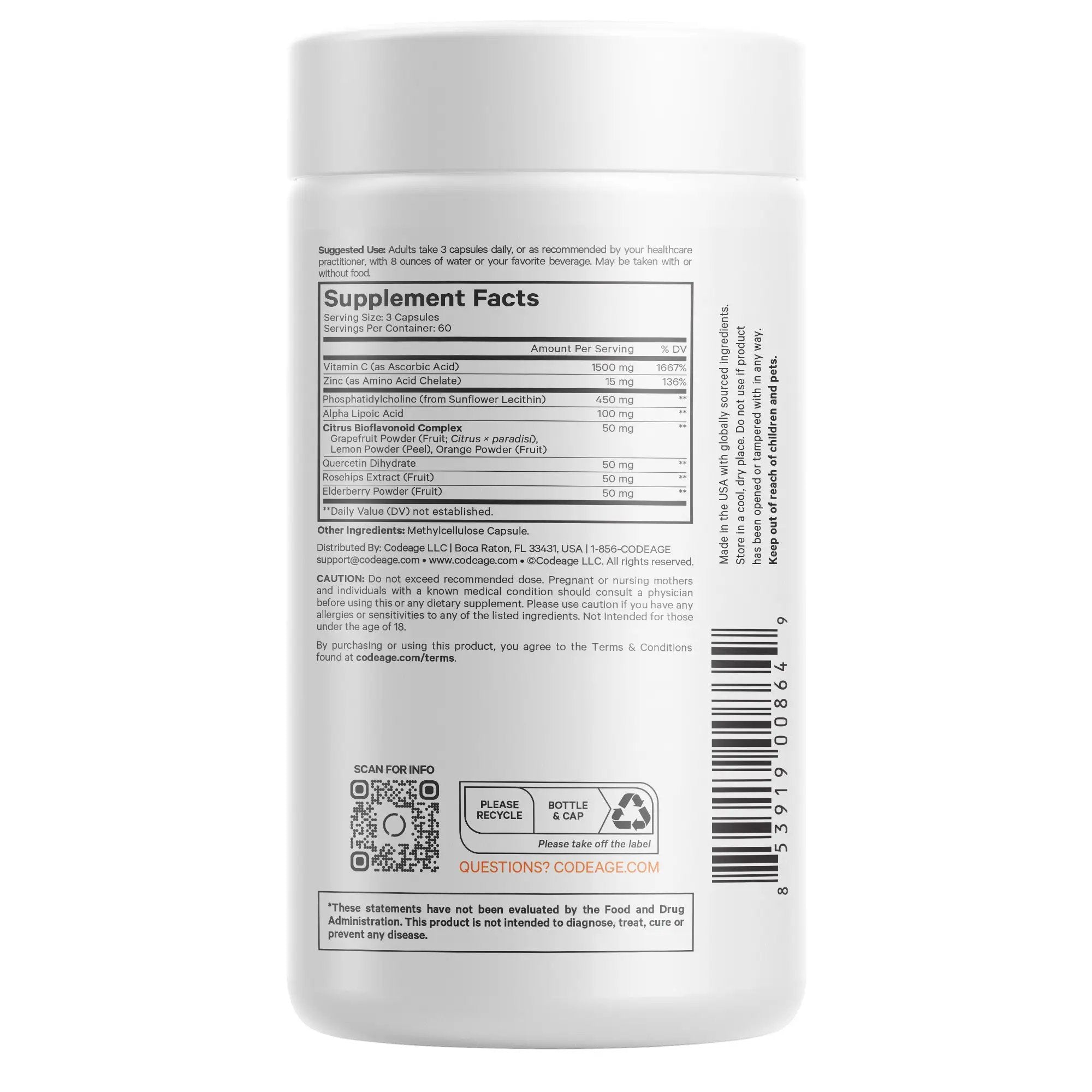 Codeage Liposomal Vitamin C Immune Support Vitamin C 180 Capsules