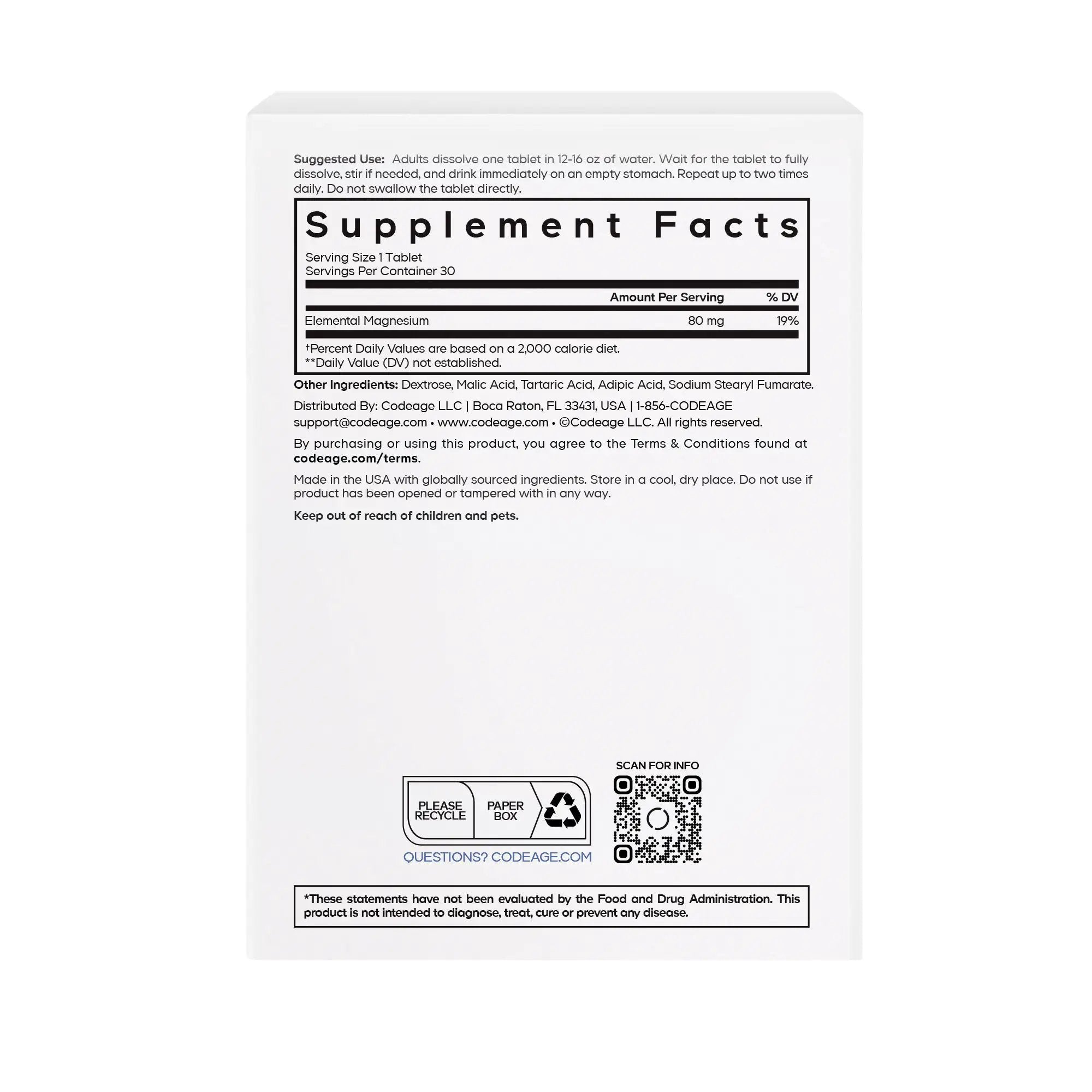 Codeage Molecular Hydrogen Effervescent Tablets Antioxidant (30 Ct)