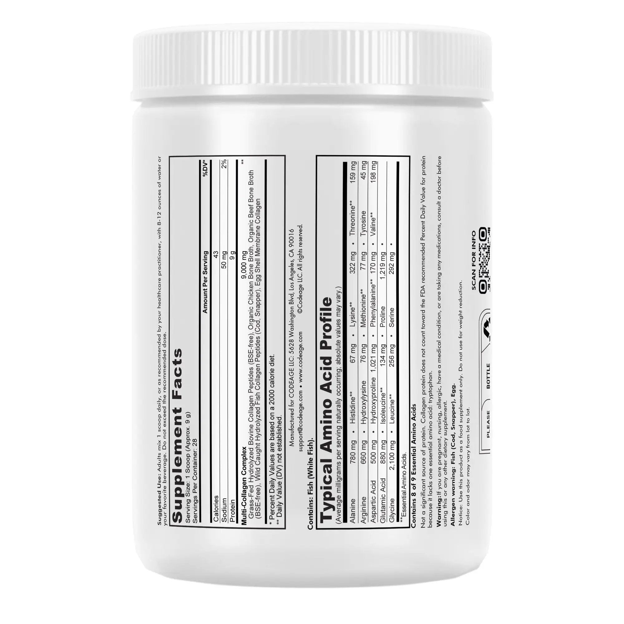 Codeage Multi Collagen Peptides Powder 252g Supports Skin And Joints