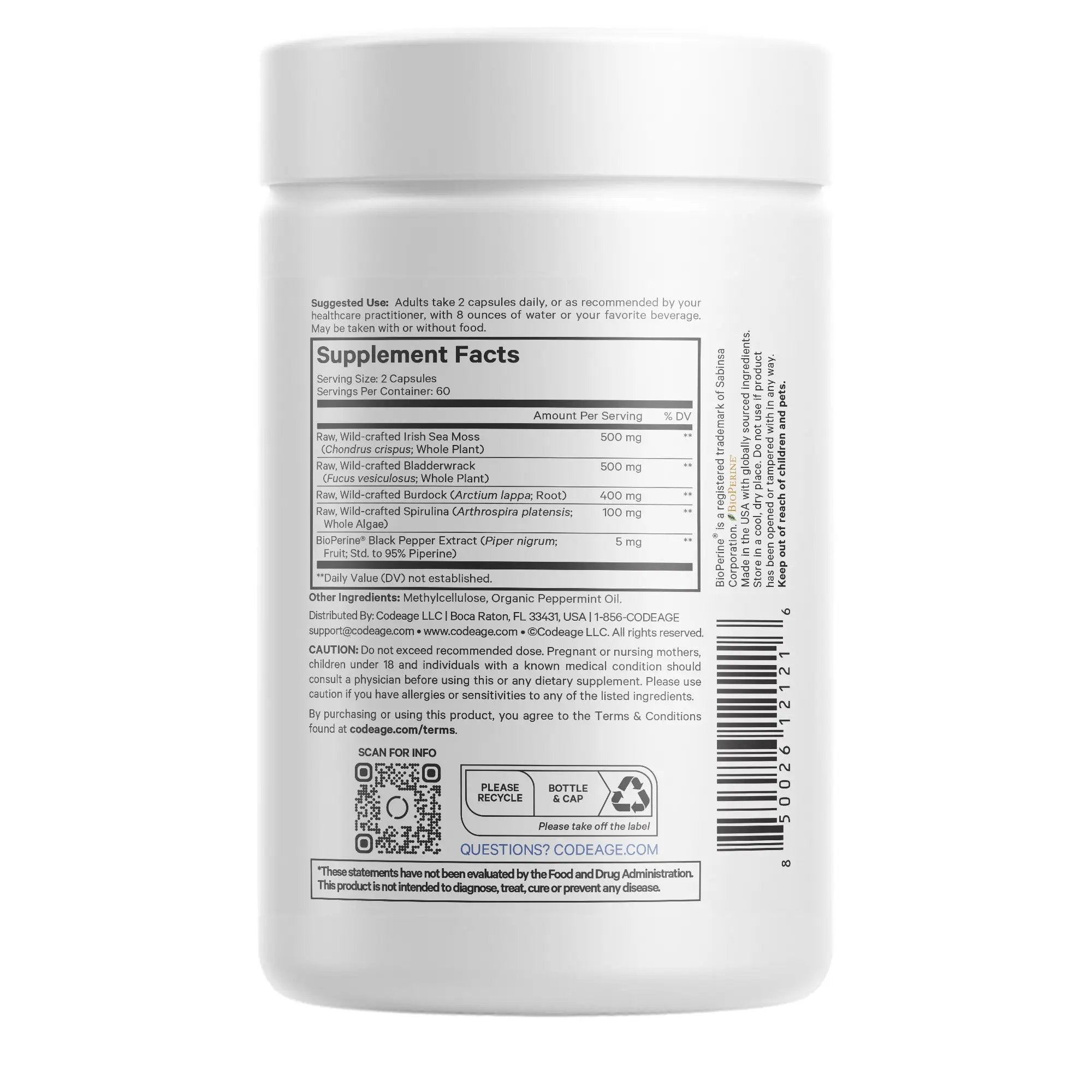 Codeage Sea Moss Supports Thyroid Health Capsules (120 Capsules)