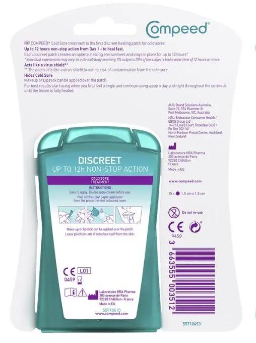 Fast Setting Cold Patch Compeed Cold Sore Patch Discreet Healing Patch 15 Count Fast Symptom R ...