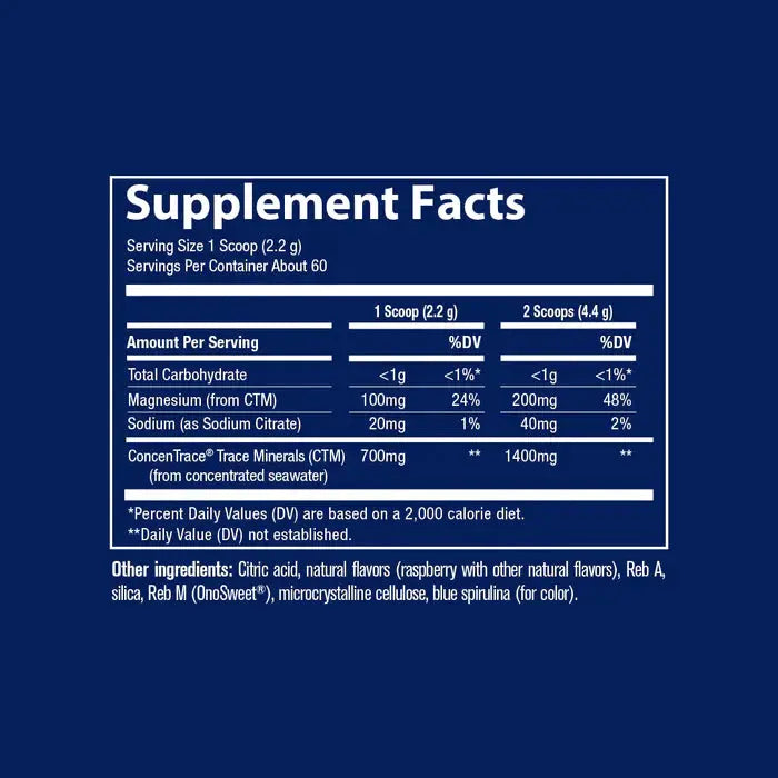 ConcenTrace Trace Mineral Powder Hydration And Electrolyte Support Blue Raspberry 132g