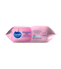 CURASH Fragrance Free Baby Wipes Travel Pack, 1x 20 wipes