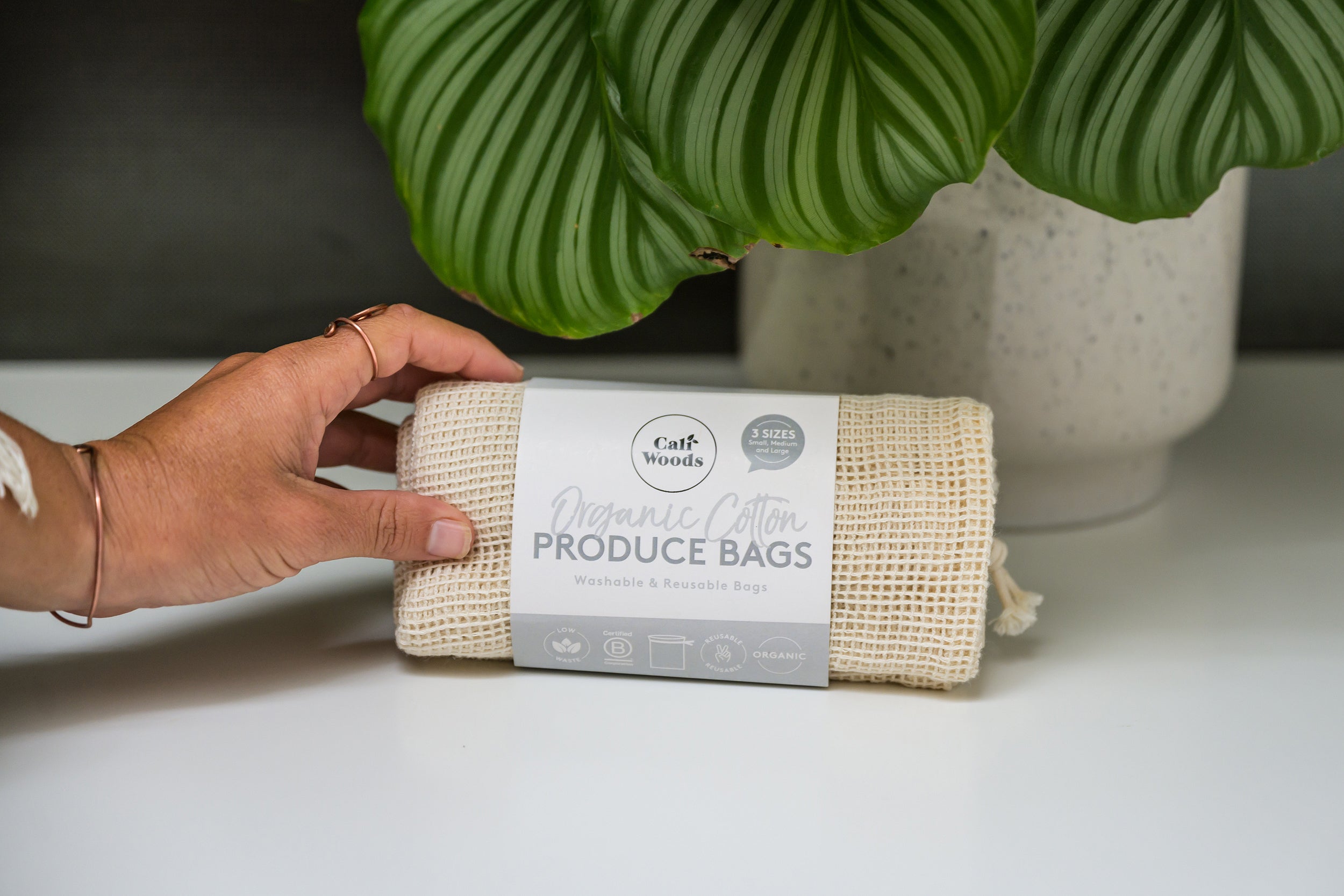 CaliWoods Organic Cotton Produce Bags Multi-Pack x3 image 4