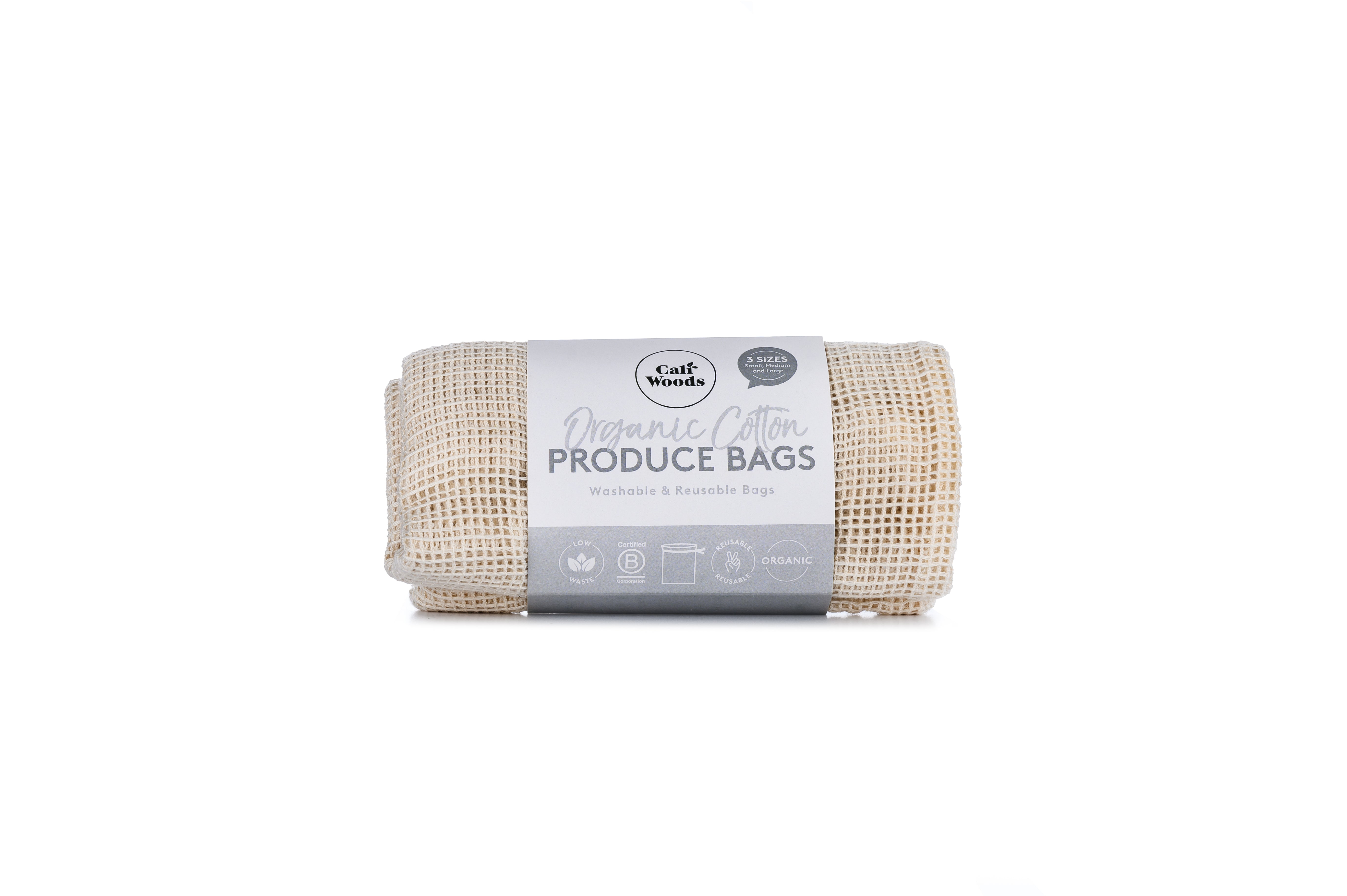 CaliWoods Organic Cotton Produce Bags Multi-Pack x3 image 3