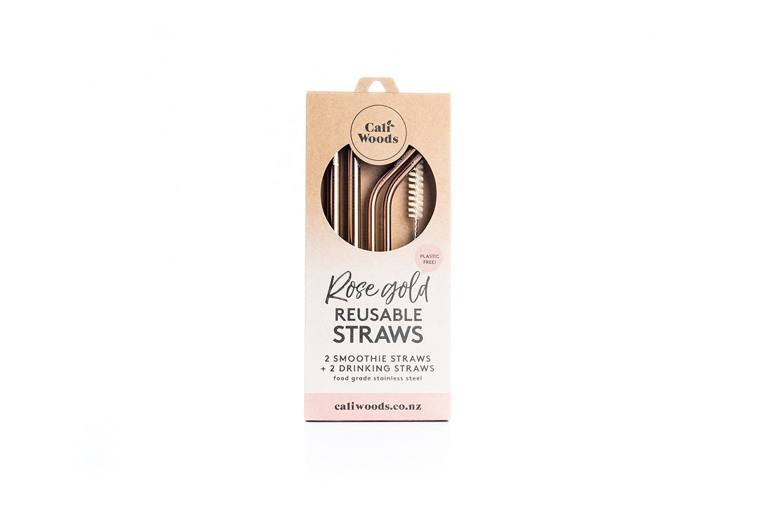 CaliWoods Rose Gold Straws Mixed Pack x4