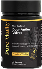 Pure Vitality Deer Antler Velvet Premium Tips 60C 250mg