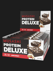 Musashi Protein Deluxe Bar Jam Donut Box 12 x 60g – High Protein Snack Bar