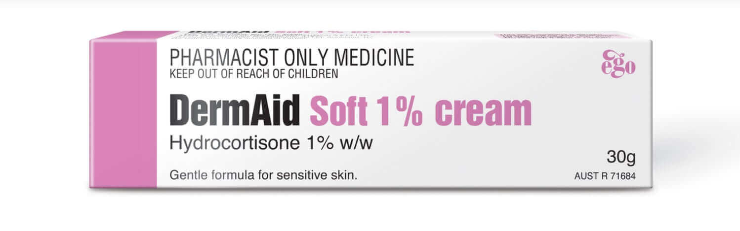 Ego DermAid Soft 1% Cream 30 gm (Pharmacist Only Medicine) allergies to cosmetics,corticosteroid,corticosteroid responsive skin,derm,dermassist,dermatitis,dry skin,dry skin cream,dry skin gel,dry skineczema,eczema,Health Care,hydrocortisone,insect bites,i