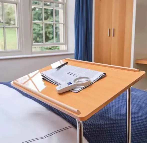 Allied Medical Divan Overbed Table adjustable overbed table,adjustable surface table,Allied Medical Divan Overbed Table,Divan Overbed Table,Overbed Table,Roma® U-base overbed table,Smooth-rolling castors,Table,Tilting top table