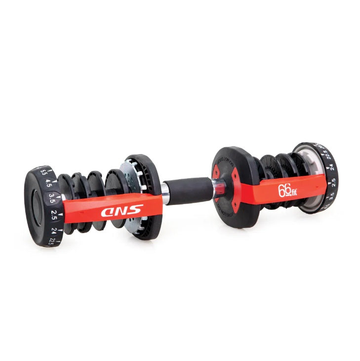 Allcare 66Fit Adjustable Dumbbell - 2.55KG TO 24 KG 66Fit Adjustable Dumbbell,Adjustable Dumbbell,Cast Iron,Compact & portable dumbbell,issues,PP,Rubber