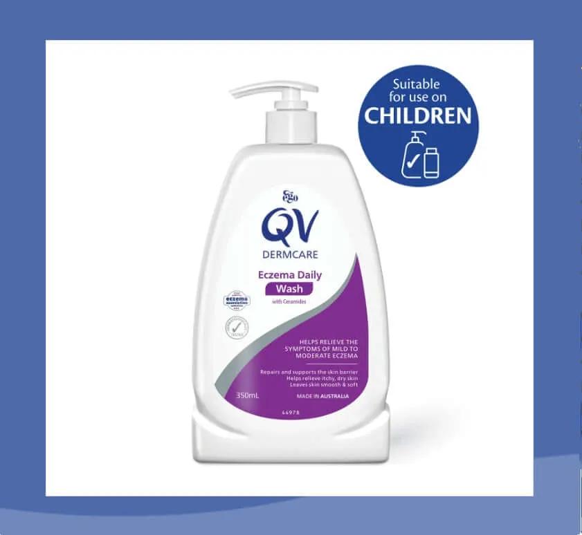 Qv Dermcare Eczema Daily Wash 350ml Aveeno Skin Relief Body Wash,Baby skin care condition,Clear Skin,Combination Skin,cracked skin,Daily skin balance,daily wash,damaged skin,dermatix,dermatologists,DERMAVEEN SENSITIVE RELIEF ECZEMA LOTION,DERMAVEEN SENSIT