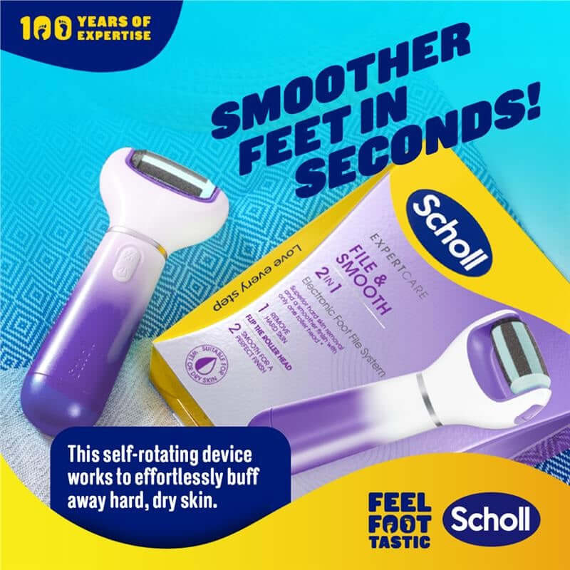 Scholl ExpertCare 2 In 1 Electronic Foot File c foot file system,easily be exfoliated,effective in removing unsightly hard,Electronic Foot File,ExpertCare 2 In 1 Electronic Foot File,ExpertCare File &amp; Smooth 2 in1,Feel Foot Tastic,feet becoming cracke