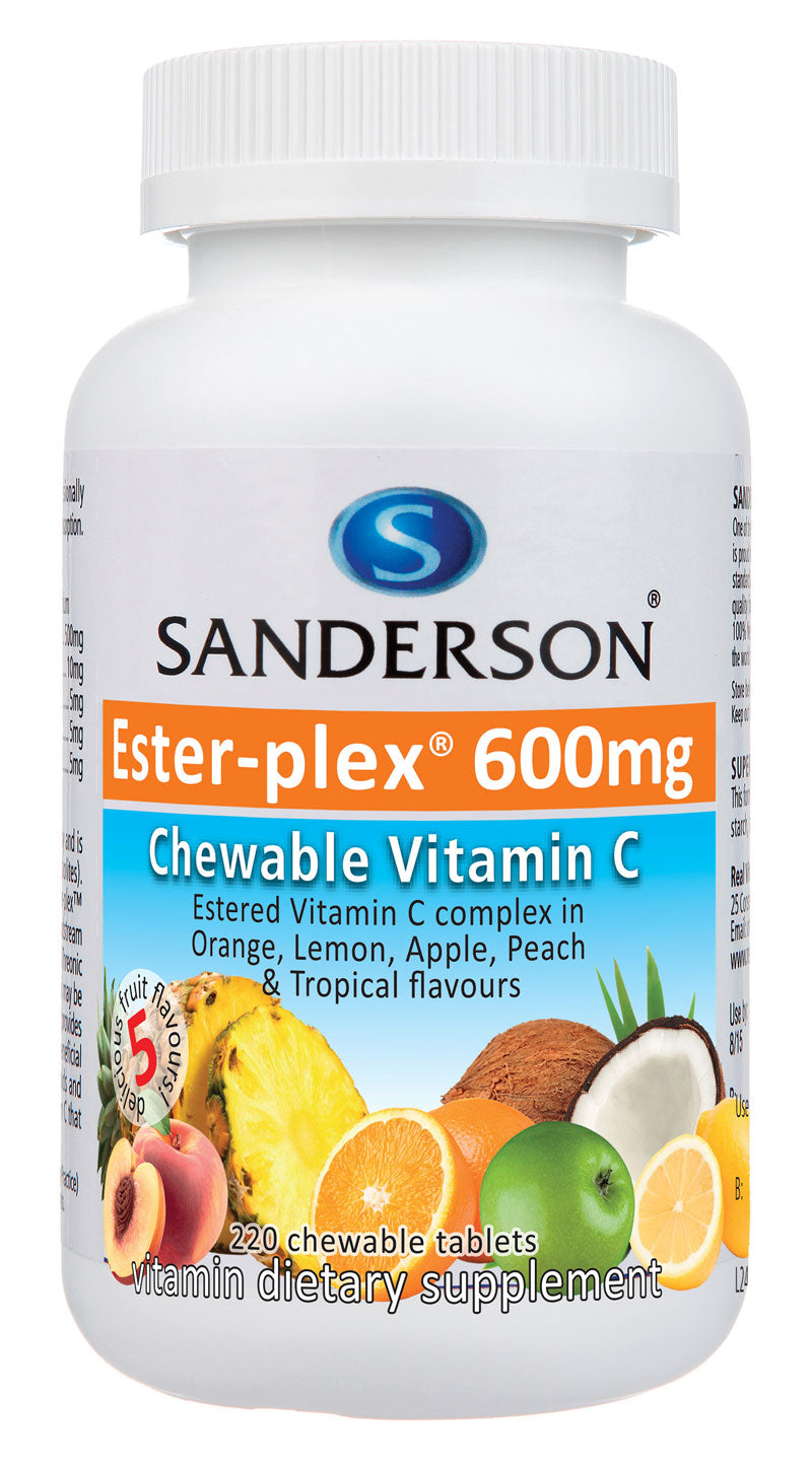 Sanderson Ester-plex Vitamin C 600mg 5 Fruit Assorted 220 Chewable Tablets