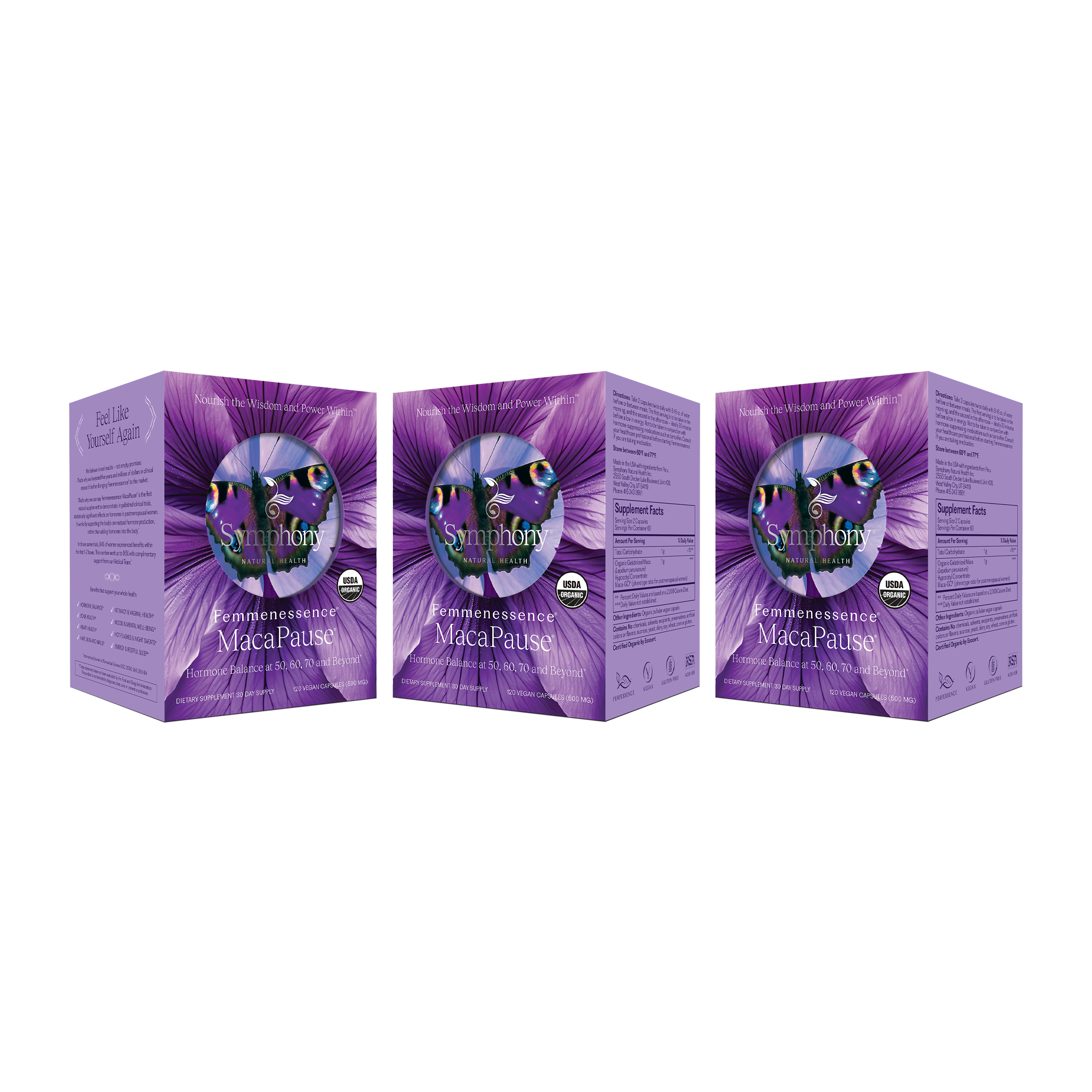 Femmenessence MacaPause 3-pack box front view