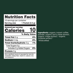 Four Sigmatic Focus Instant Coffee supplement facts
