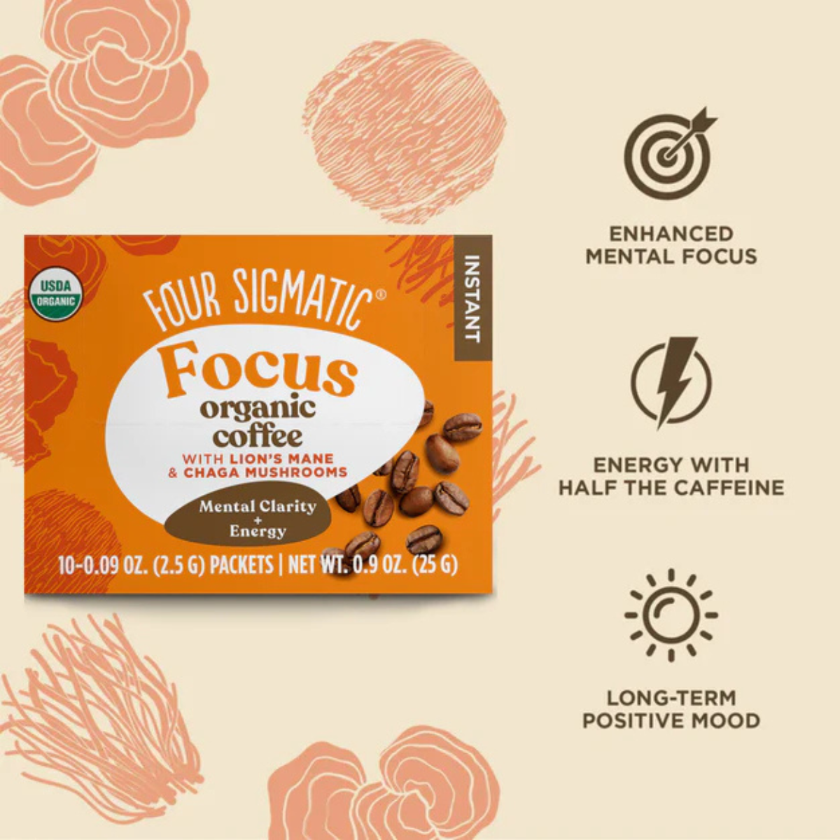 Four Sigmatic Focus Instant Coffee benefits infographic