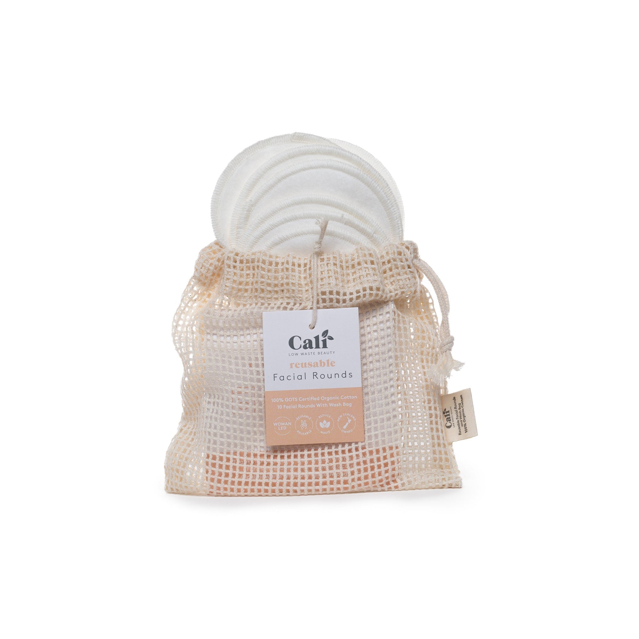 CaliWoods Reusable Cotton Facial Rounds x10