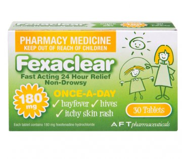 FEXACLEAR For Hay fever, Hives, Itchy Skin Rash 180mg codral,fexaclear,issues,loratidine,telfast