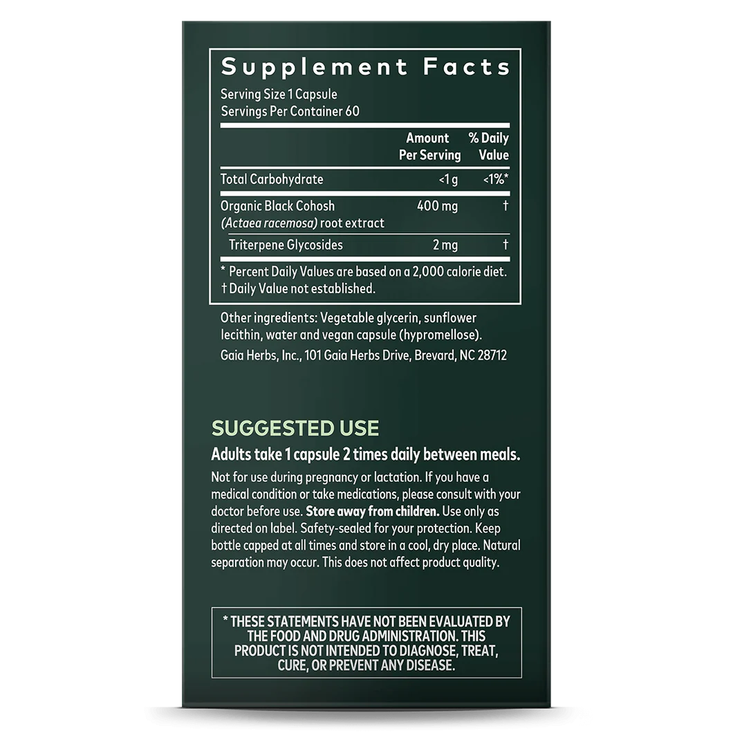 Gaia Herbs Black Cohosh 60 capsules Black Cohosh Root,gaia black cohosh,gaia herbs,google,issues,menopause