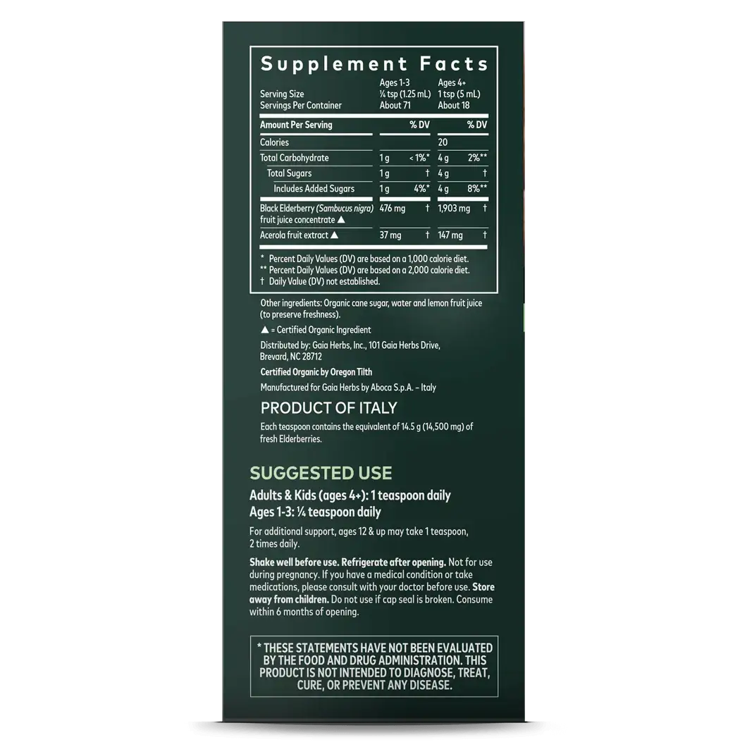 Gaia Herbs Black Elderberry Syrup 89ml Black Elderberry,black elderberry syrup,gaia herbs,issues