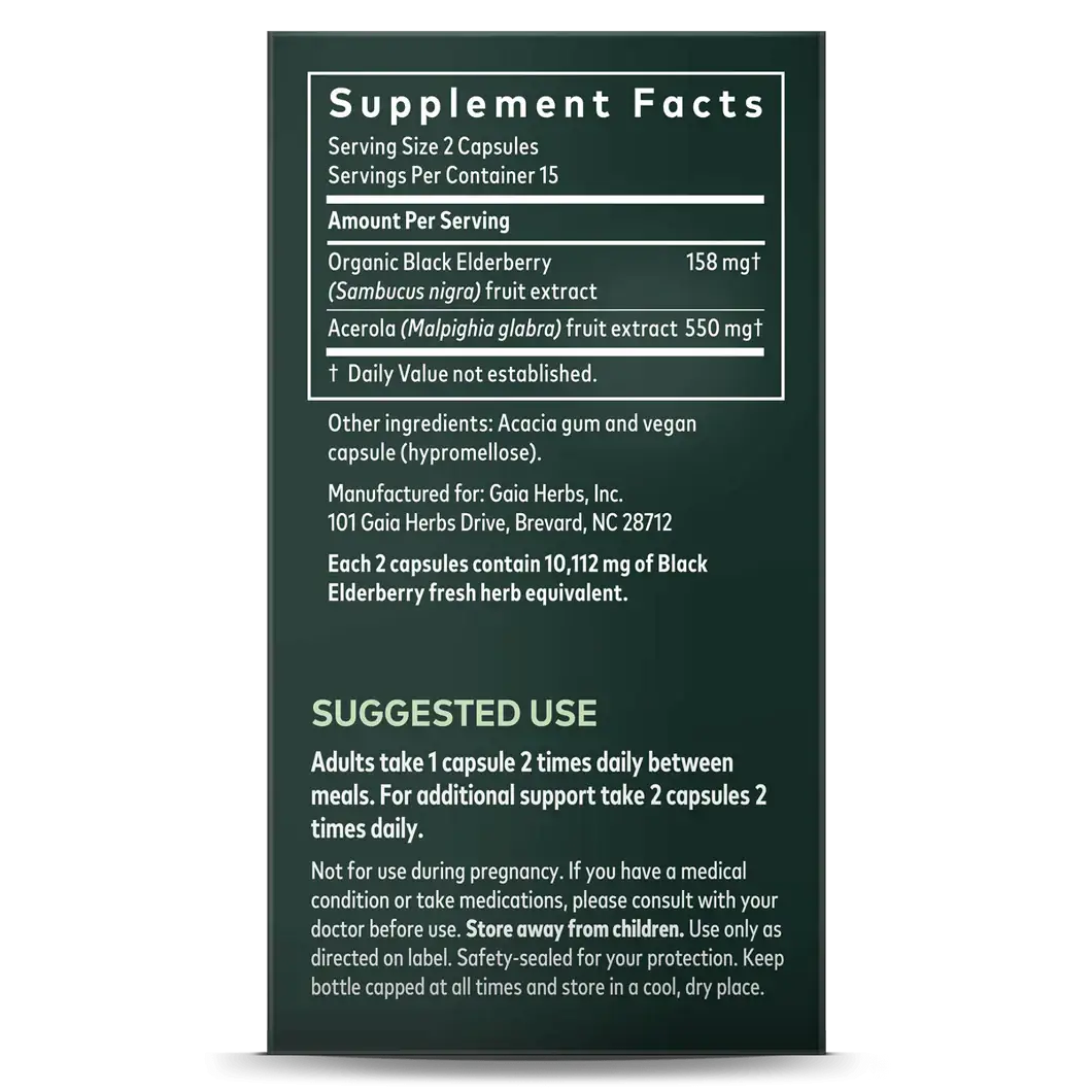 Gaia Herbs Black Elderberry 60 capsules black elderberry,gaia herbs,issues