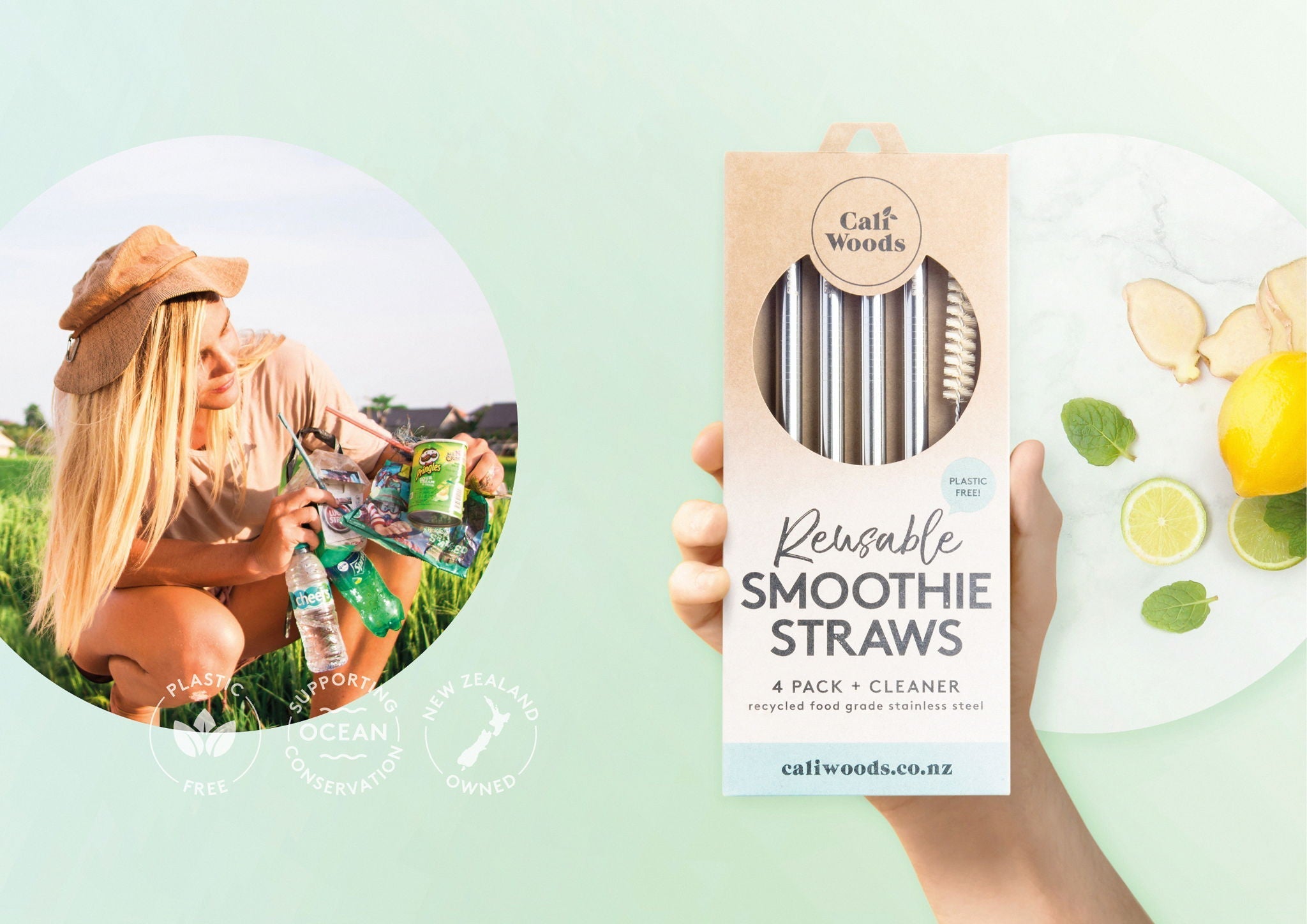 CaliWoods Stainless Steel Smoothie Straws x4 image 4
